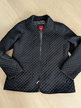 Esprit Black Quilted Jacket Large Lightweight Woman's  Zip Up Coat